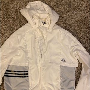 Adidas white windbreaker.